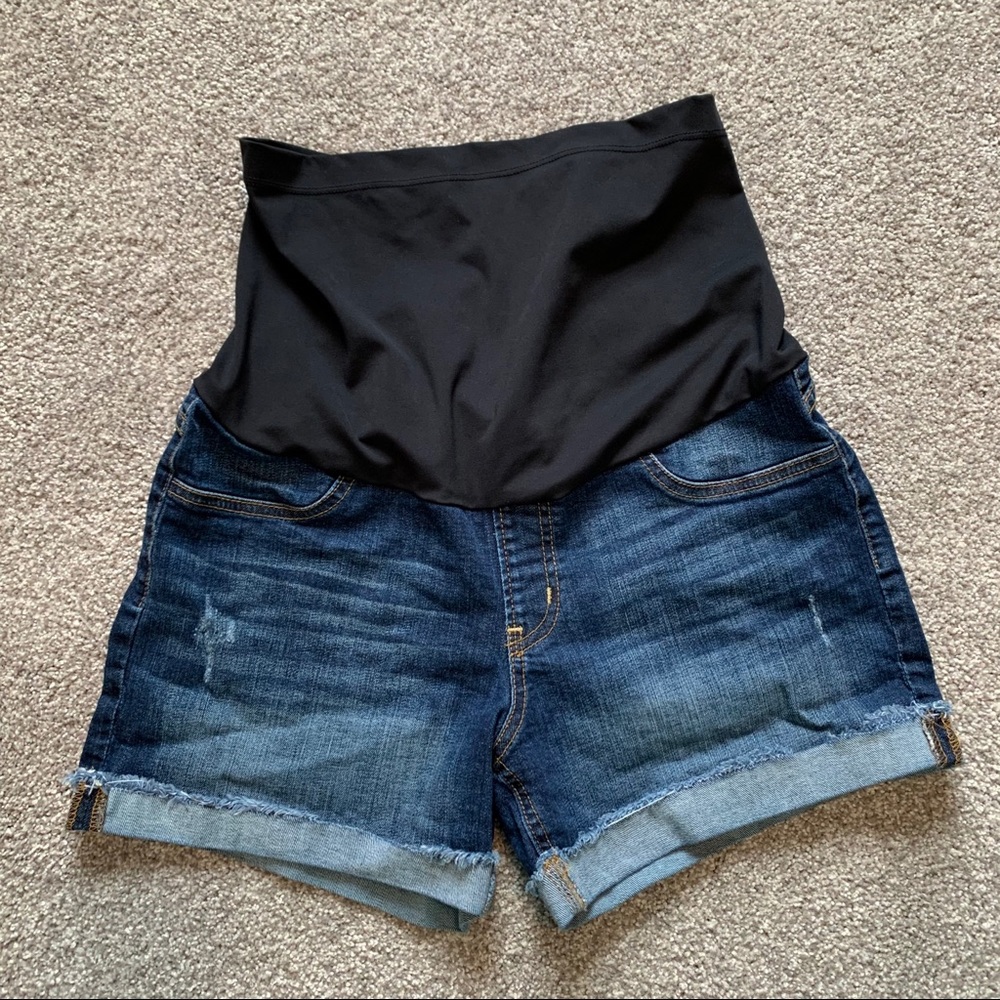 Just Black Full Panel Maternity Jean Shorts